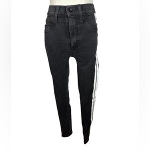 rag & bone High Rise Black Jeans with White Sport Stripes Size 24
